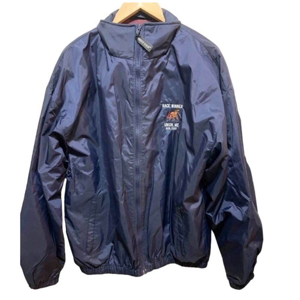 Y2K Horse jacket windbreaker equestrian Charles River Apparel navy blue sz large